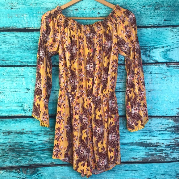 Wonderly Gold Yellow Bali State of Mind Romper - Picture 1 of 8